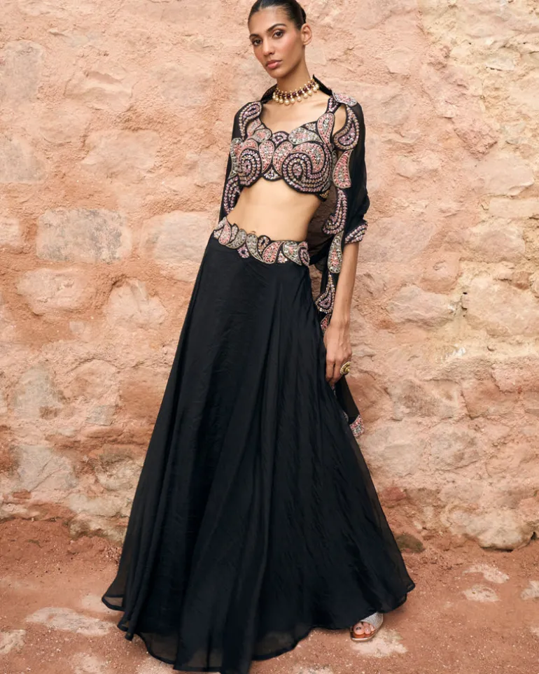 Siyah Lehenga Set