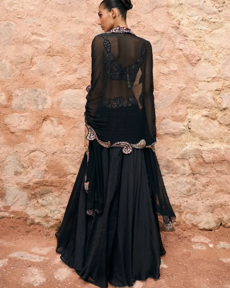 Siyah Lehenga Set