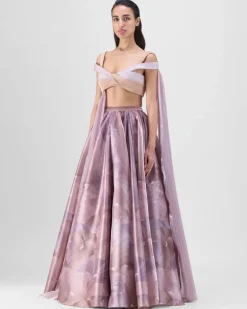 Skin Glazed Organza Skirt Set