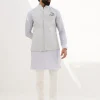 Sky Blue Banarasi Scallop Kurta Set