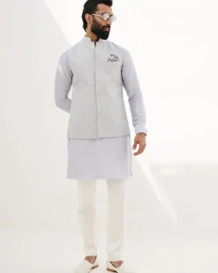 Sky Blue Banarasi Scallop Kurta Set
