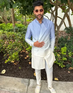 Sky Ombre Modal Linen Kurta With Matching Pajama