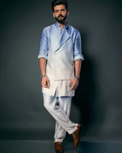 Sky Ombre Modal Linen Kurta With Matching Pajama