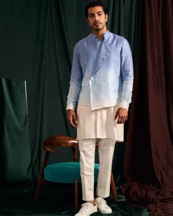 Sky Ombre Modal Linen Kurta With Matching Pajama