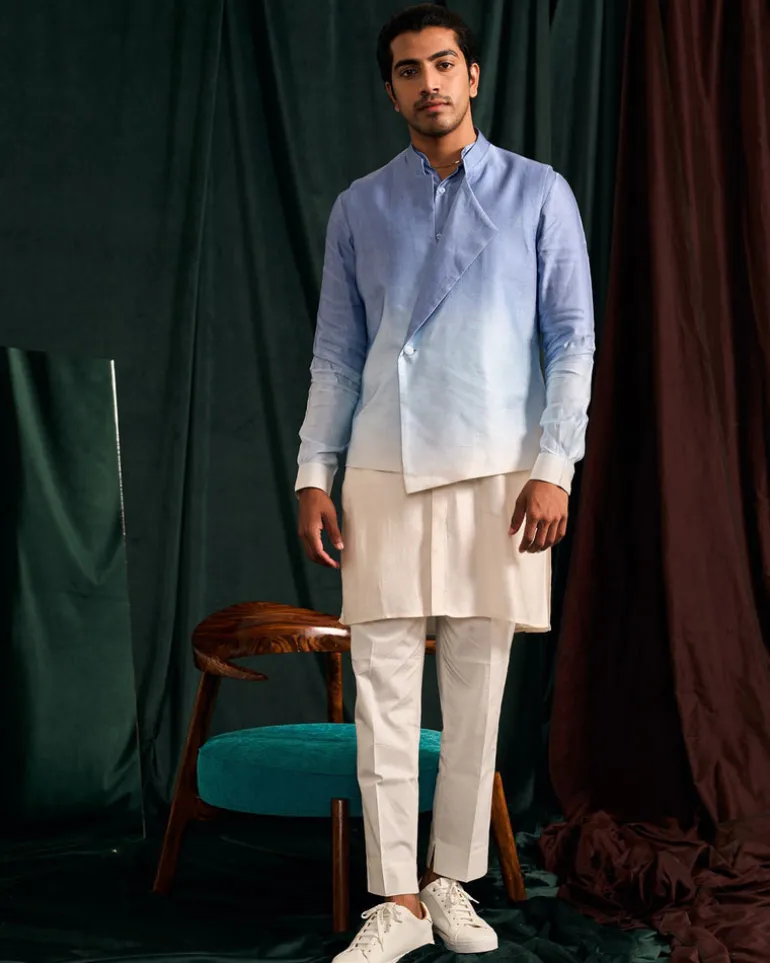 Sky Ombre Modal Linen Kurta With Matching Pajama
