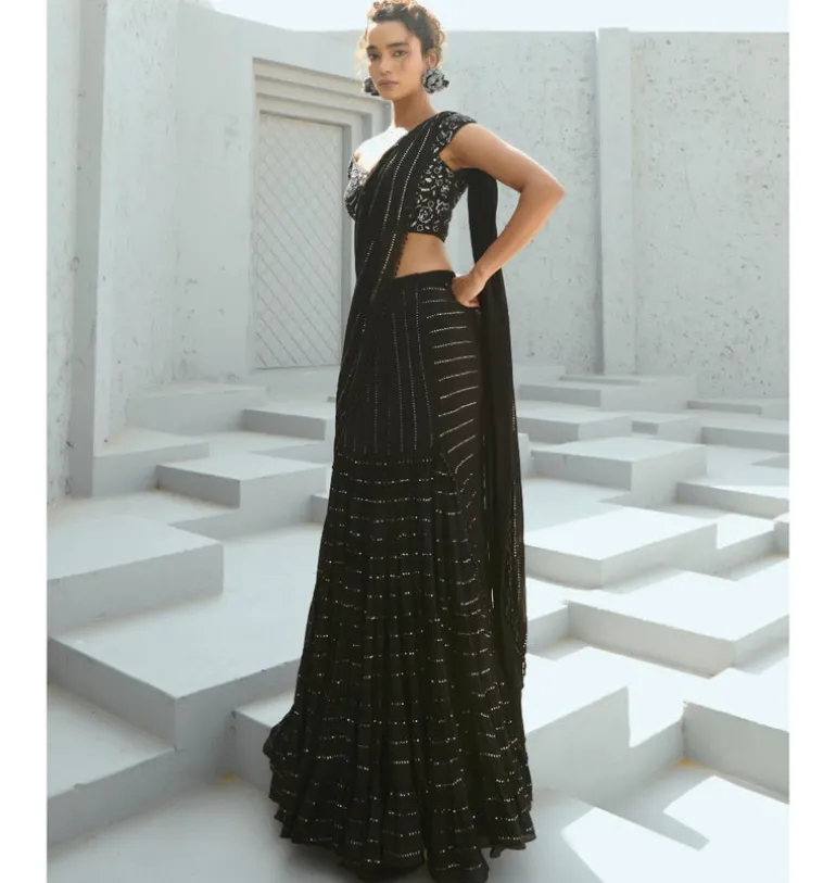 Sky Pre-Drape Sari Set