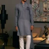 Slate Blended Asymmetric Goe Dragon Kurta Set