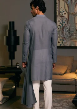 Slate Blended Asymmetric Goe Dragon Kurta Set