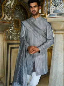 Slate Grey Dori Sherwani Set