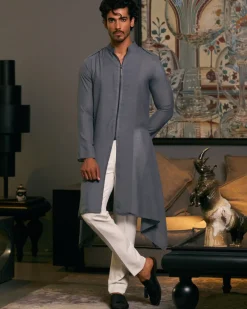 Slate Grey Goe Drape Kurta Set