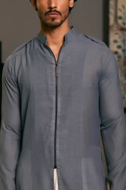 Slate Grey Goe Drape Kurta Set