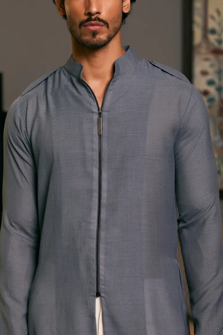 Slate Grey Goe Drape Kurta Set