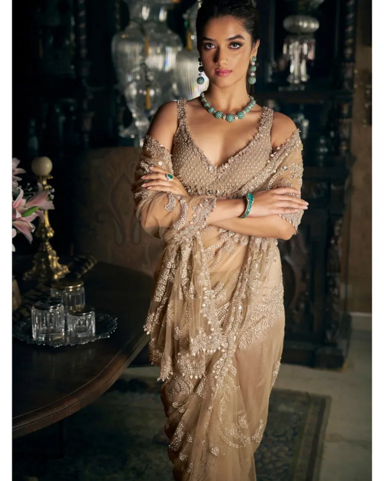 Slate Sequin Sari Set