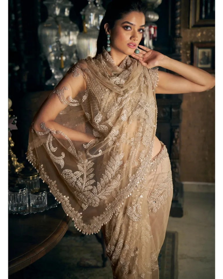 Slate Sequin Sari Set