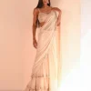 Solid Coconut Ruffle Tiered Sari Set