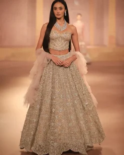 Sonale Beige Gold Lehenga Set