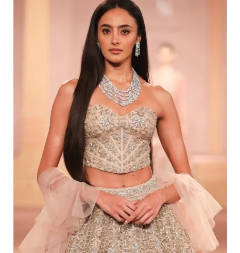Sonale Beige Gold Lehenga Set