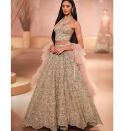 Sonale Beige Gold Lehenga Set