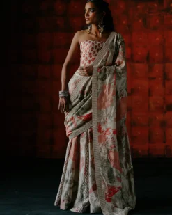 Sonali Pearl Pre Draped Sari Set