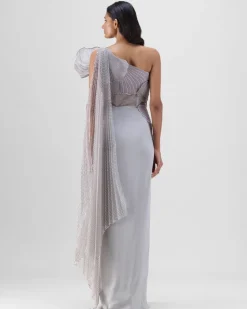 Steel Corded Coral Drape Skirt Set