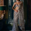 Steel Grey Sequin Sari Set