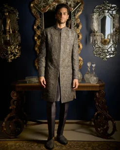 Steel Grey Sherwani Set