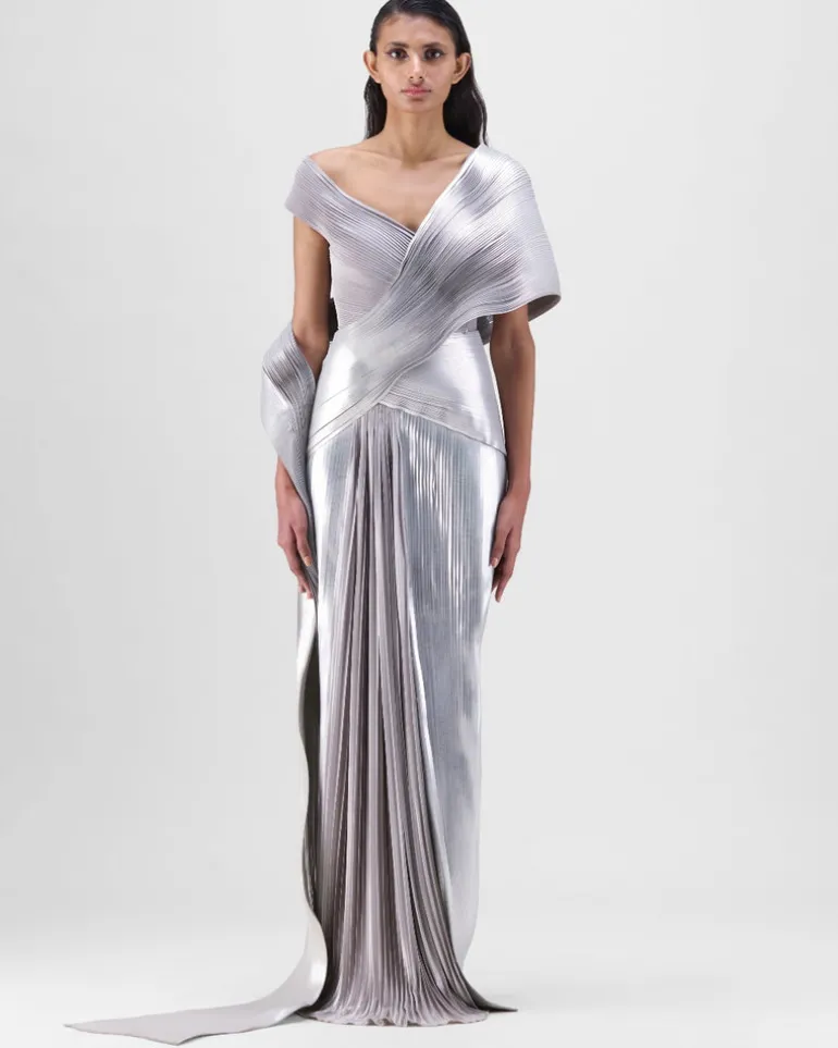 Steel Strata Micro Pleated Sari Set