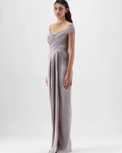 Steel Structured Plisse Gown