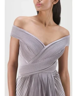 Steel Structured Plisse Gown