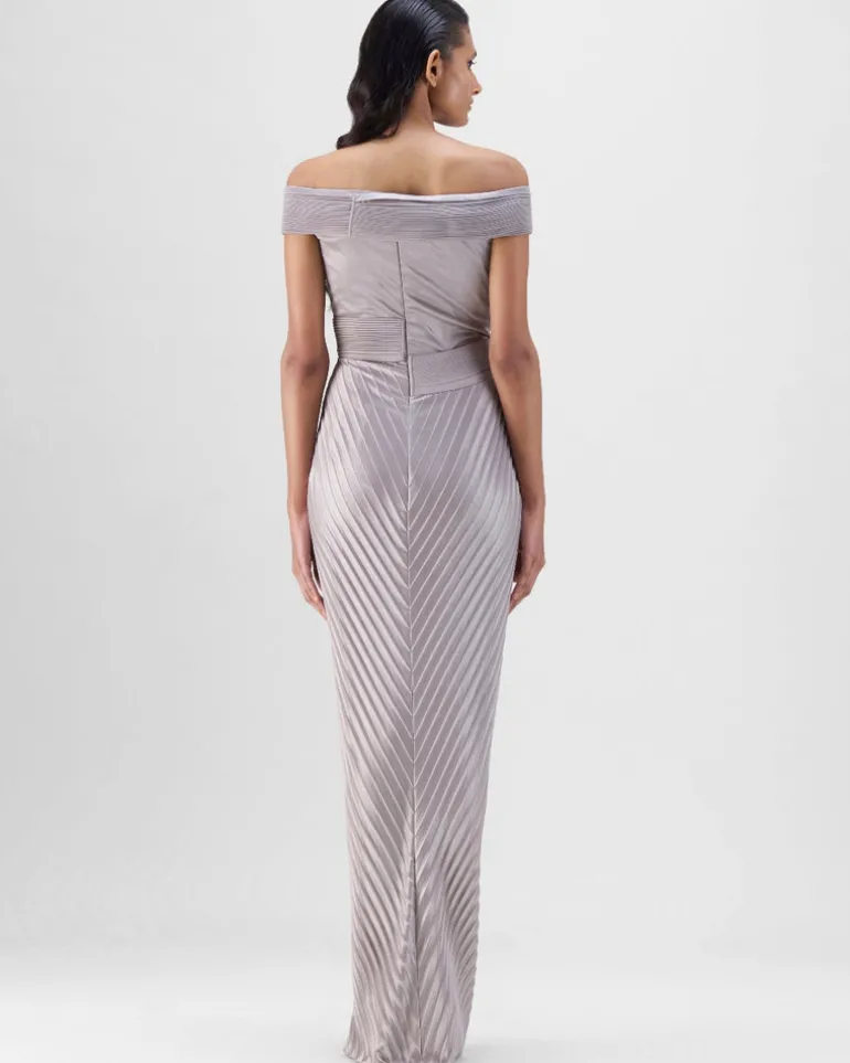 Steel Structured Plisse Gown