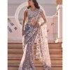 Stone Grey Multi-Coloured Floral Sari