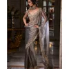 Stone Grey Tissue Organza Sari