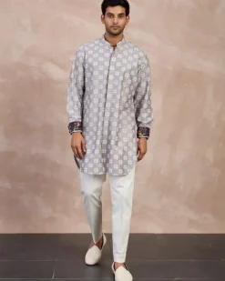 Storm Grey & Persian Violet Kairos Foe Kurta Set