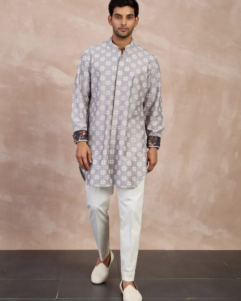 Storm Grey & Persian Violet Kairos Foe Kurta Set