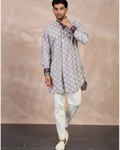 Storm Grey & Persian Violet Kairos Foe Kurta Set