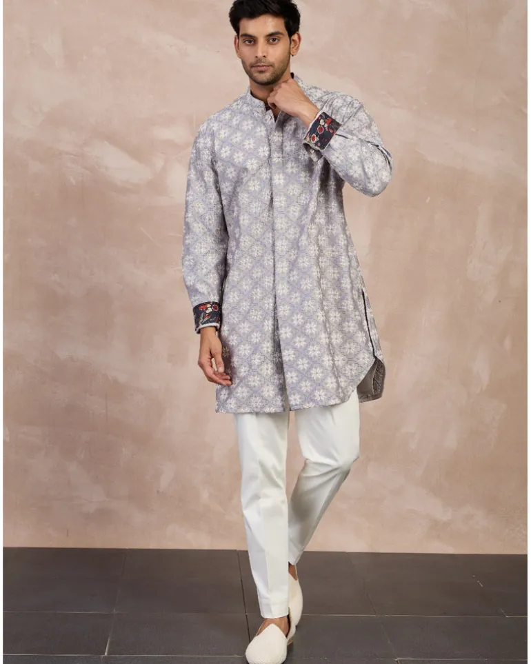 Storm Grey & Persian Violet Kairos Foe Kurta Set