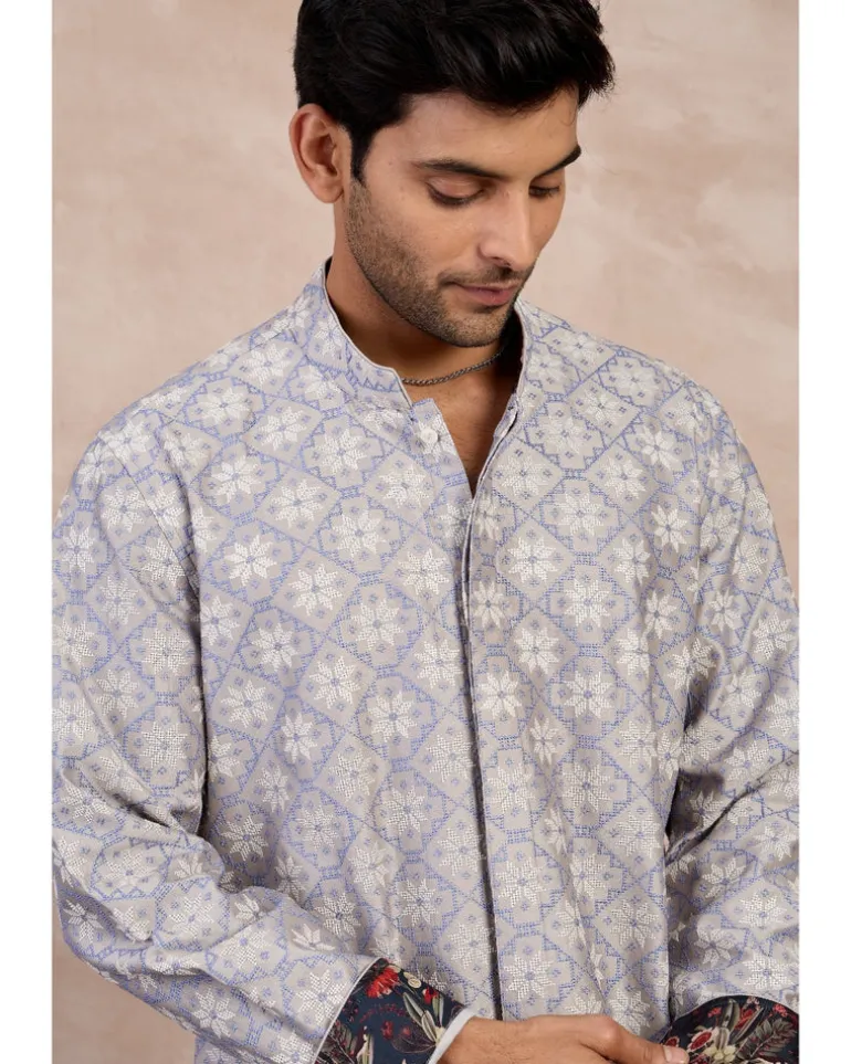 Storm Grey & Persian Violet Kairos Foe Kurta Set