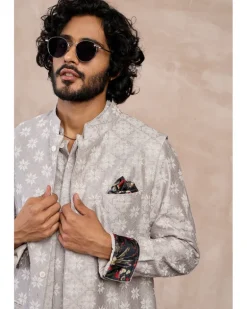 Storm Grey & White Kairos Foe Kurta Set