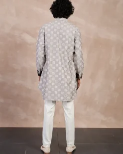 Storm Grey & White Kairos Foe Kurta Set