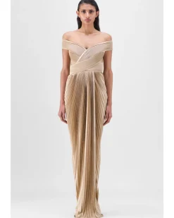 Structured Plissé Gown