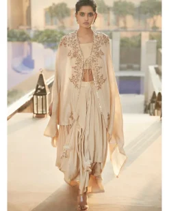 Sucha Ekru Aurora Dhoti Cape Set