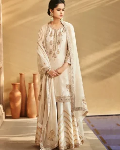 Sucha Ekru Aurum Sharara Set