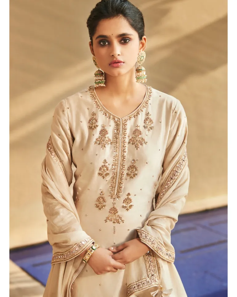 Sucha Ekru Aurum Sharara Set