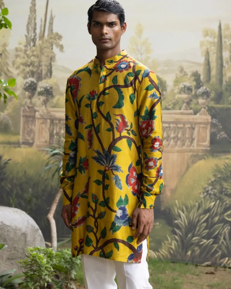 Sunflower Yellow Printed Kurta Set