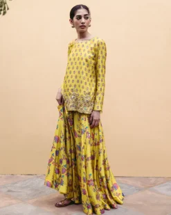 Sunshine Yellow Kali Kurta Set