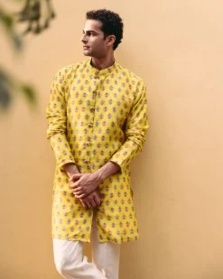 Sunshine Yellow Printed Button Down Kurta Set