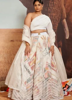Surocco & Ivory Peak Skein Sheer Lehenga Set