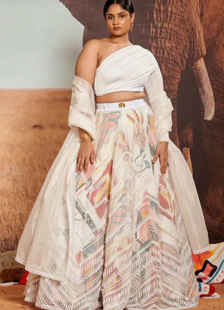 Surocco & Ivory Peak Skein Sheer Lehenga Set