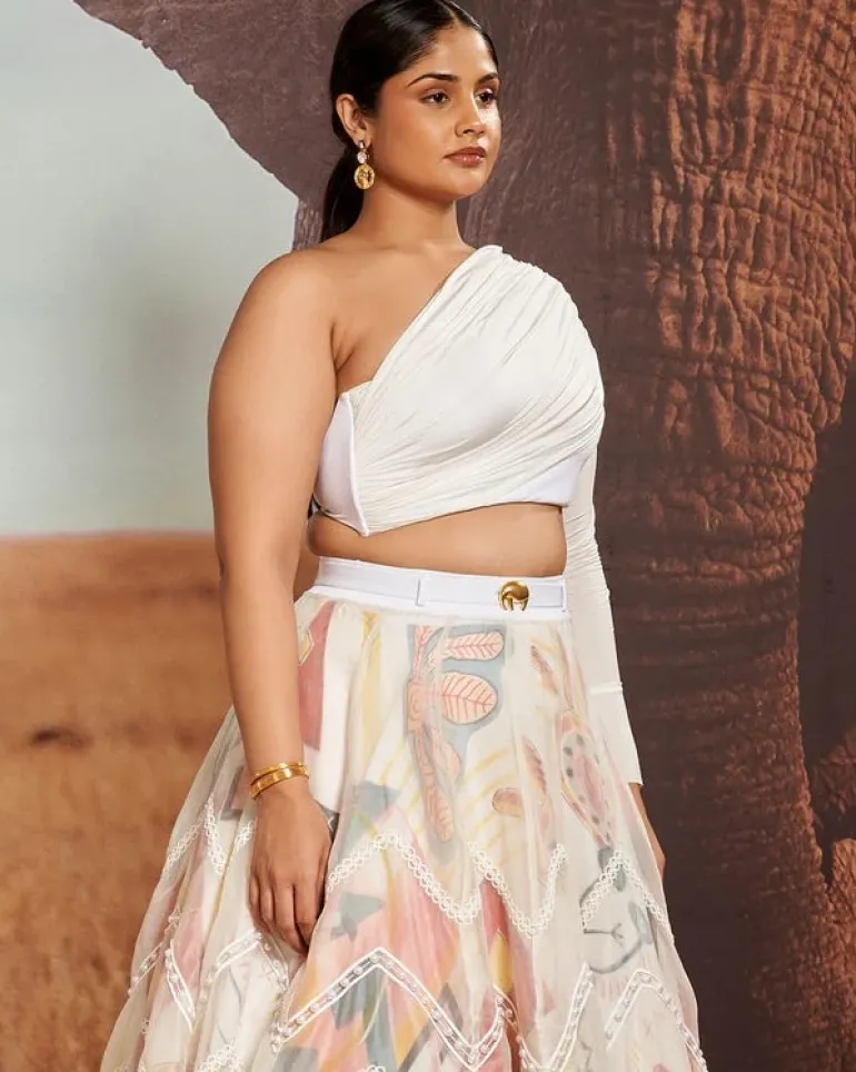 Surocco & Ivory Peak Skein Sheer Lehenga Set