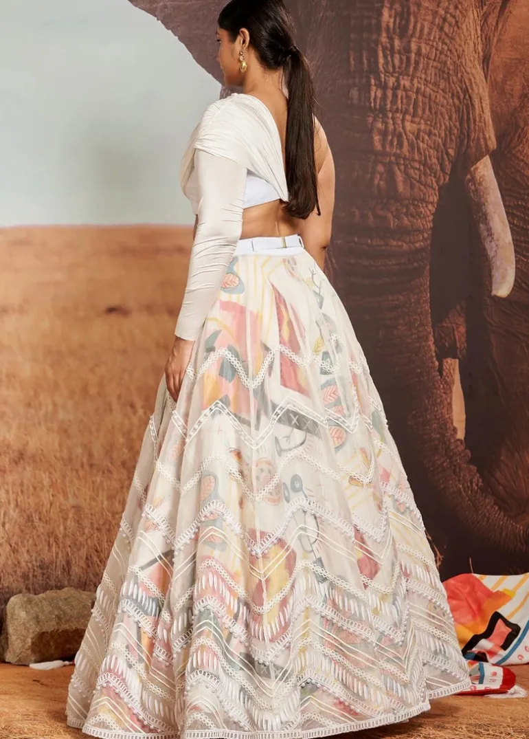 Surocco & Ivory Peak Skein Sheer Lehenga Set